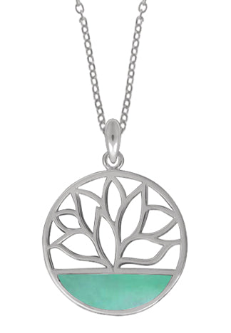 Lotus Flower Sterling Necklace (Green MOP)